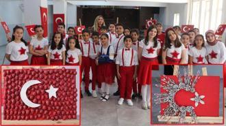 Ceviz kabuğu, fasulye, pet bardaklardan yaptıkları bayrakları sergilediler