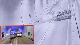 Artvin’de tünelde 7 kişinin yaralandığı kaza kamerada