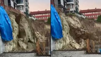 Ankara'da sağanak nedeniyle istinat duvarı çöktü