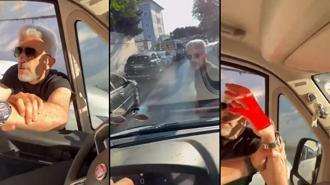 Ümraniye'de servis şoförü ile otomobil sürücüsü arasındaki kavga kamerada