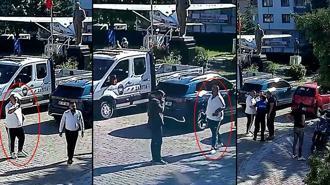 Belediye başkanına ait aracın yanında kesici aletle beklerken fark edilen şüpheli yakalandı