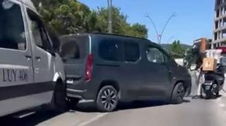 Kartal'da motokuryeyle kavga ederken aracını geri viteste unutan sürücü kaza yaptı