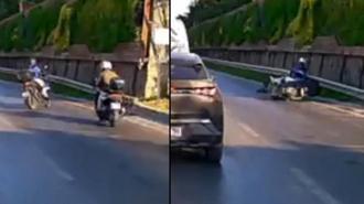 Maltepe’de 2 motosikletin çarpıştığı kaza kamerada