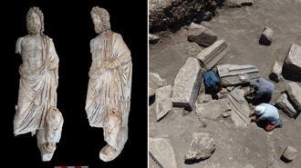 Aspendos'ta 'sağlık tanrısı' ve oğlunun heykeli bulundu