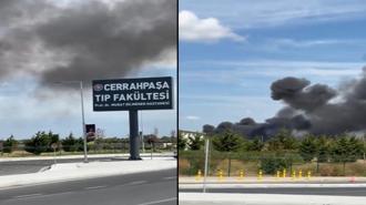 Bakırköy'de hastane bahçesinde çıkan yangın söndürüldü