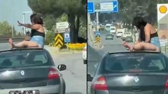 Trafiği tehlikeye düşüren otomobil sürücüsü ile yolcu gözaltına alındı