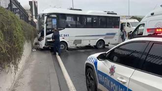 Avcılar'da servis midibüsü kaza yaptı: 9 yaralı