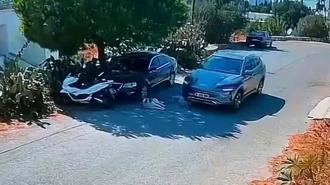 Bodrum'da otomobil, iki köpeğin üzerinden geçti; o anlar kamerada