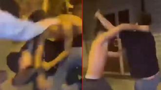 Küçükçekmece'de 2 kişinin yumruklu kavgası kamerada; arkadaşları ayırmak yerine 'vur' diye bağırdı