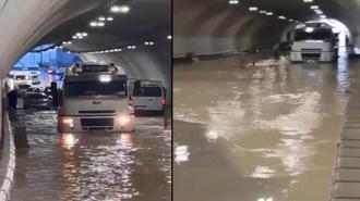 Pendik'te sağanağın ardından tüneli su bastı