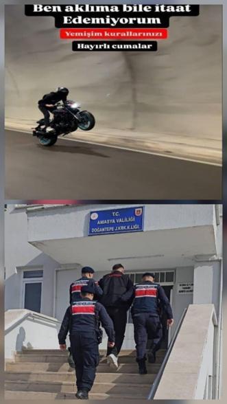 Tehlikeli hareketler yapıp görüntüleri sosyal medyada paylaşan motosiklet sürücüsü yakalandı