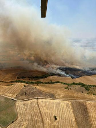 Balıkesirde orman ve tarım arazisinde yangın
