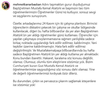 Bursada, tartışılan Öğretmenler Günü afişi