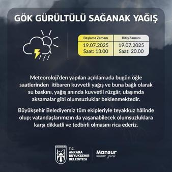 Ankara için yeni sağanak uyarısı