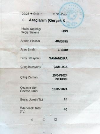 Aracıyla hiç gitmediği İstanbuldan ceza geldi