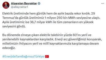 Bakan Bayraktar: Elektrik üretiminde hem günlük hem de aylık rekor kırdık