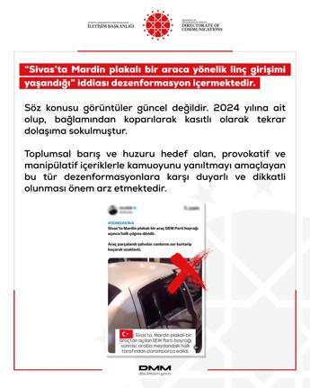 DMM’den Sivas’ta Mardin plakalı bir araca yönelik linç girişimi yaşandığı’ iddiasına açıklama