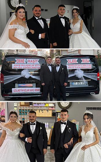 Babadan kalma geleneği yaşatıp, aynı gün evlendiler