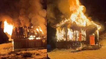 Yayla evi alev alev yandı