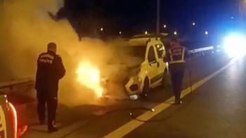 Aydın’da hafif ticari araçta çıkan yangın söndürüldü