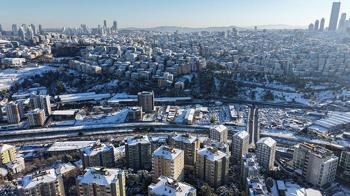 Kar yağışının ardından Kağıthane havadan görüntülendi