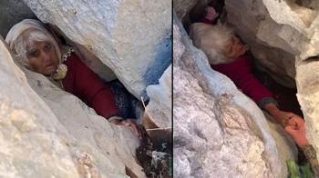Hayvan otlatmaya çıkıp kayboldu, kayalıklardaki yarığa düşüp halde bulundu