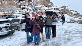 Kapadokya, beyaz örtü ile kaplandı
