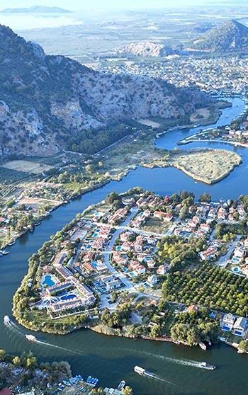 Labirent şeklindeki Dalyan Kanalı dronla görüntülendi