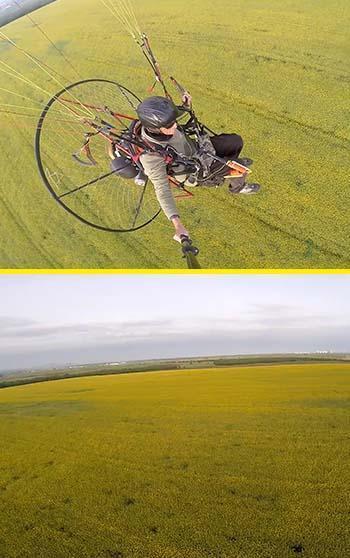 Edirne’nin 'sarı altın çiçeği’ kanola tarlaları üzerinde paramotorla uçtu