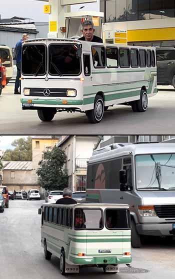 Ekibiyle yaptığı minyatür otobüsüne gözü gibi bakıyor