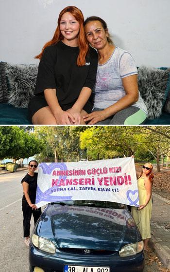 Meme kanserini yendi, aynı hastalığı atlatan annesiyle konvoyla şehir turu attı