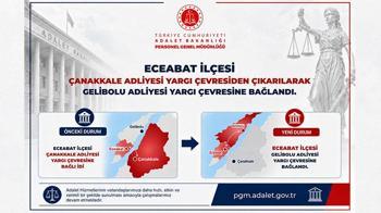 Eceabat ilçesi, Gelibolu Adliyesi yargı çevresine bağlandı