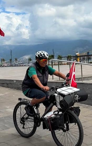 Bisikletiyle Türkiye turuna çıktı, 75’inci şehir Hatay’a ulaştı