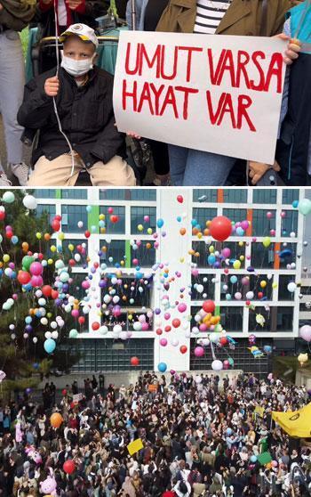 Lösemiyi yenen Hasan için gökyüzüne balon bırakıldı