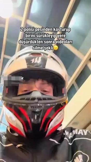 İhtara uymadı, kendisini durdurmaya çalışan polisi yere düşürdüğünü sosyal medyadan paylaştı