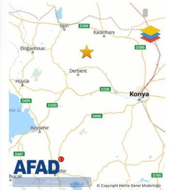 Konyada 4.3 büyüklüğünde deprem