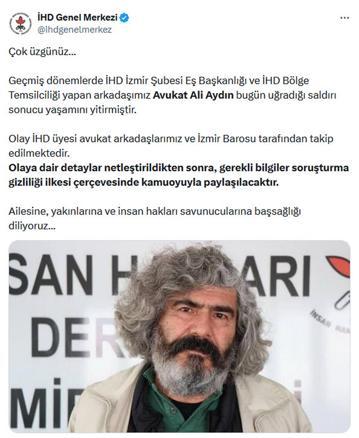 Eski İHD İzmir Şube Eş Başkanı Ali Aydın, öldürüldü