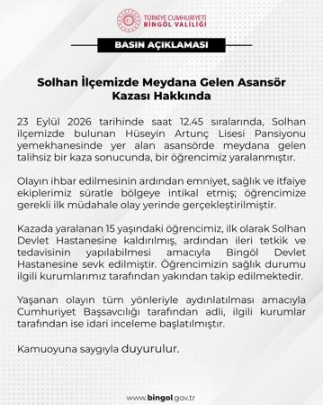 Yük asansöründe öğrencinin yaralandığı kazaya ilişkin inceleme