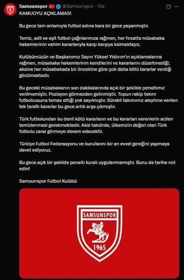 Yüksel Yıldırım: Samsunspor’un ve Türk futbolunun adaleti gasp edildi