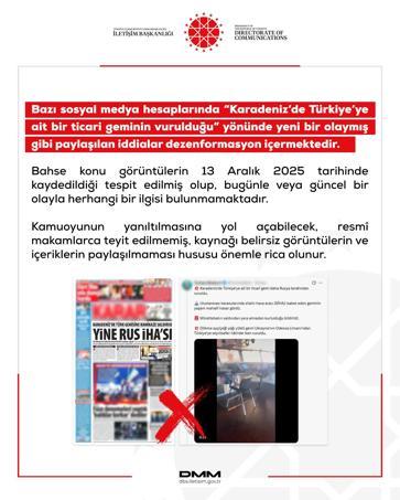 DMMden Karadenizde Türk gemisi vuruldu iddiasına ilişkin açıklama