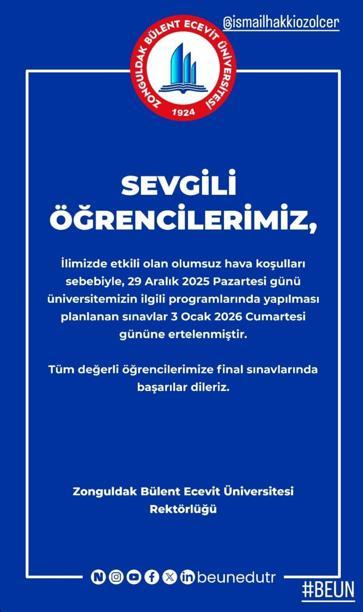 Zonguldakta okullar tatil edildi