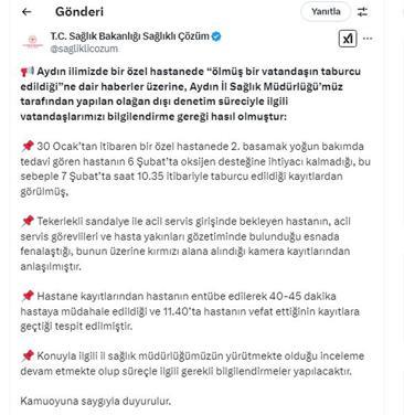 Ölü hasta taburcu edildi iddiasına inceleme