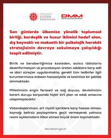 DMM: Dış kaynaklı ve maksatlı bir psikolojik harekat stratejisinin devreye sokulmaya çalışıldığı tespit edilmiştir