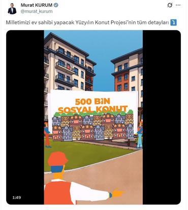Bakan Kurumdan 500 bin konut projesine ilişkin paylaşım
