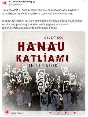 Dışişleri Bakanlığı, Hanau katliamı kurbanlarını andı