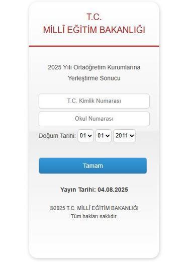 LGS yerleştirme sonuçları açıklandı