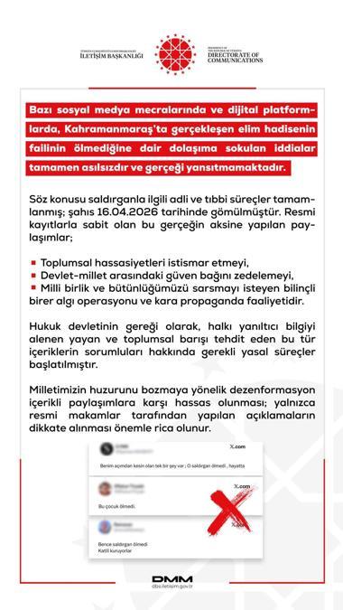 DMMden Kahramanmaraştaki saldırının failine ilişkin açıklama