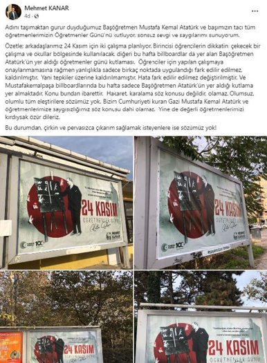 Bursada, tartışılan Öğretmenler Günü afişi