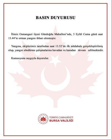 Bursa’da çıkan orman yangını kontrol altında