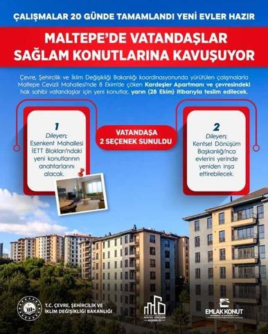 Bakan Kurum: Dileyen Esenkent Mahallesi İETT blokları’ndaki yeni konutlarının anahtarlarını teslim alabilecek
